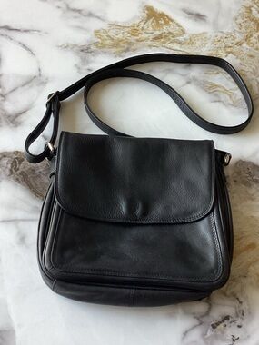 Derek Alexander Classic Black Leather Crossbody Bag - Shoulder Bag